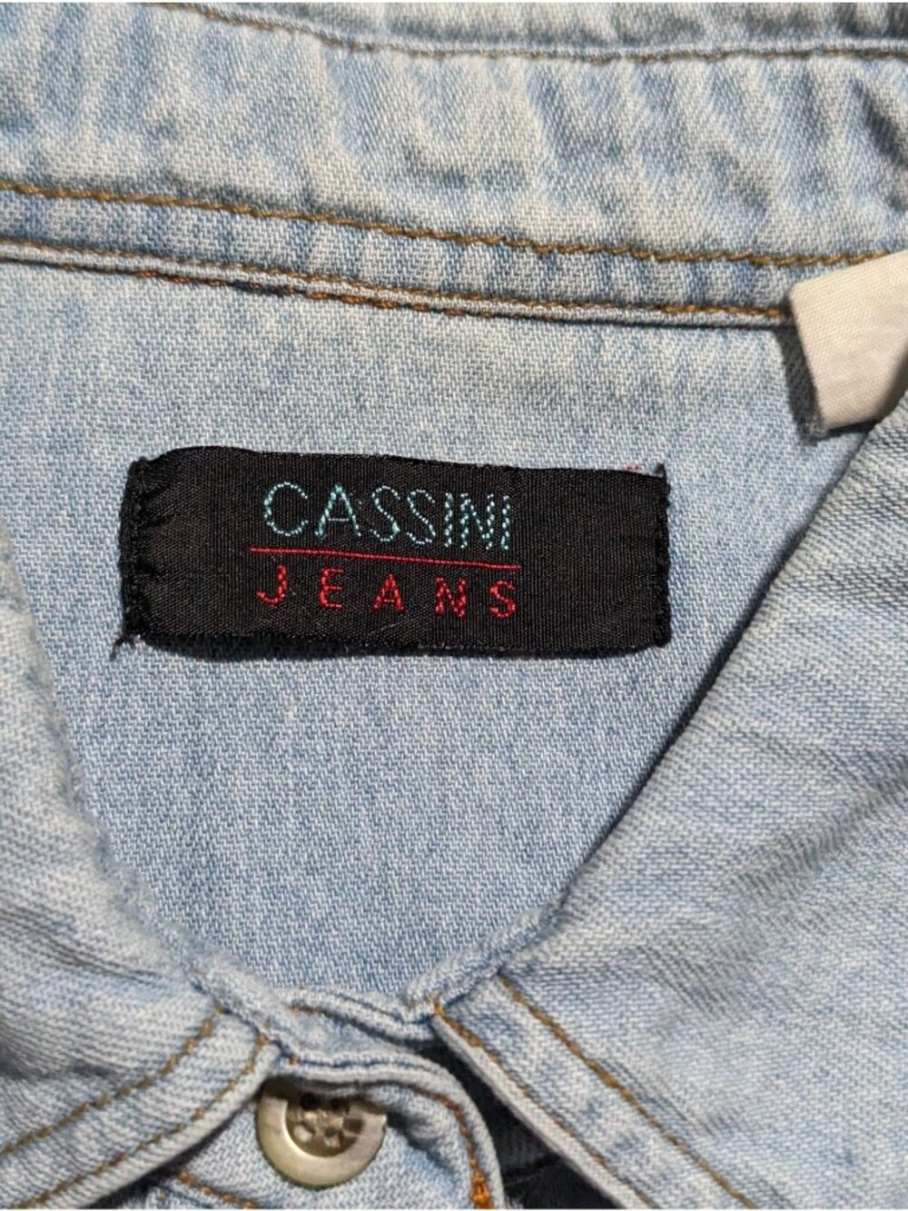 CASSINI Jeans long sleeve light blue fringe Cowgirl Western Vintage Shirt M - Picture 10 of 12